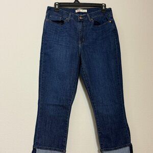 Women's Jeans Levi Strauss Signature Capri Blue Denim Mid Rise Size 8 W29